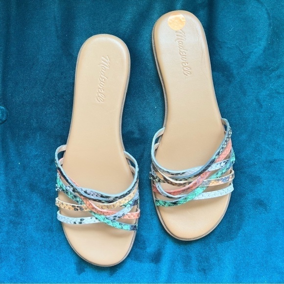 MADEWELL TRACIE MULTI COLOR LEATHER STRAPPY SLIDE SANDALS SIZE 7 EUC - Picture 6 of 8